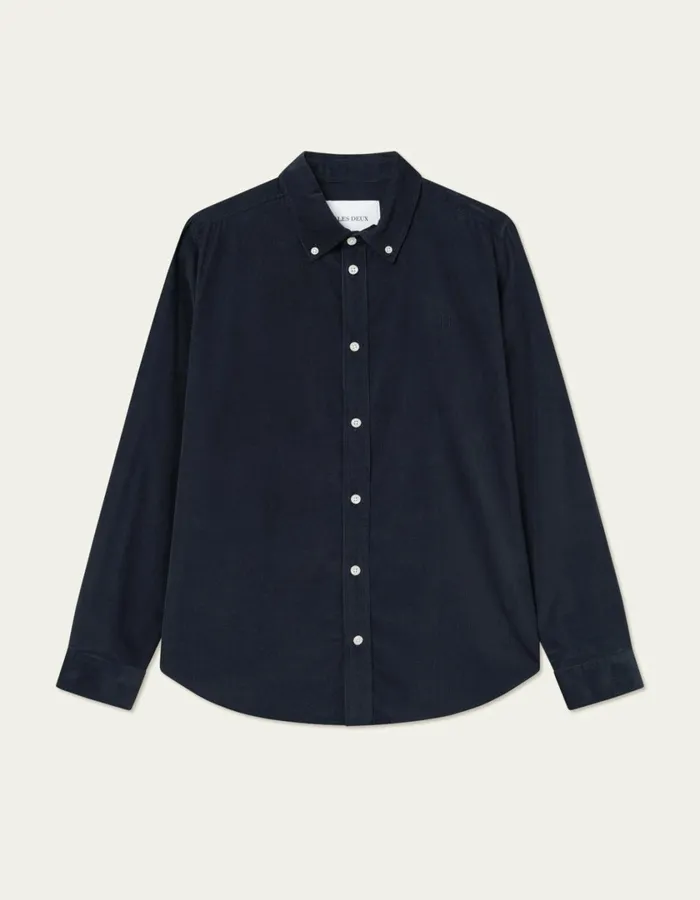 Men Kristian Corduroy Shirt 8211 Dark Navy Les Deux ShirtsOvershirts
