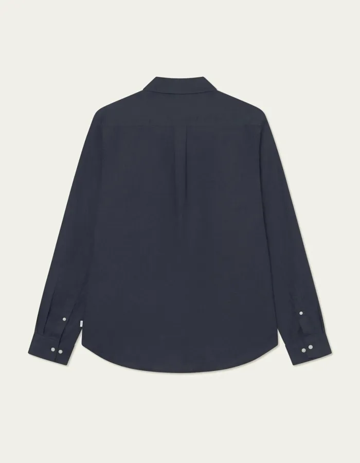 Men Kristian Linen BD Shirt 8211 Dark Navy Les Deux ShirtsOvershirts