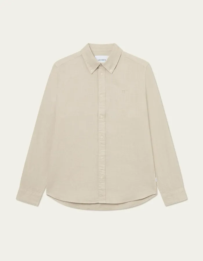 Men Kristian Linen BD Shirt 8211 Light Sand Les Deux ShirtsOvershirts