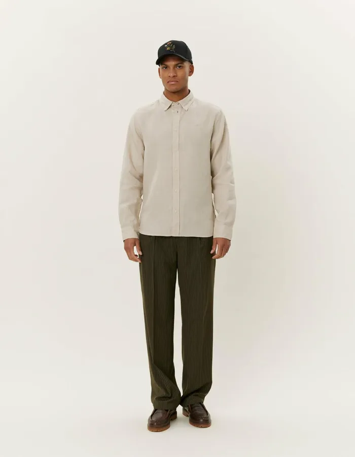 Men Kristian Linen BD Shirt 8211 Light Sand Les Deux ShirtsOvershirts