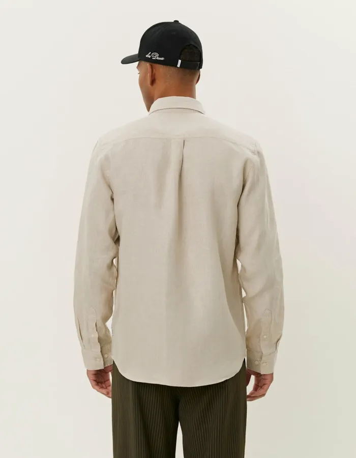 Men Kristian Linen BD Shirt 8211 Light Sand Les Deux ShirtsOvershirts