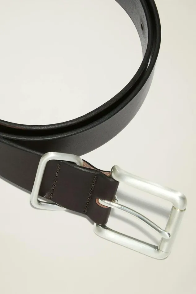 Men Leather Jeans Belt Brown With Brushed Nickel Bonobos Belts