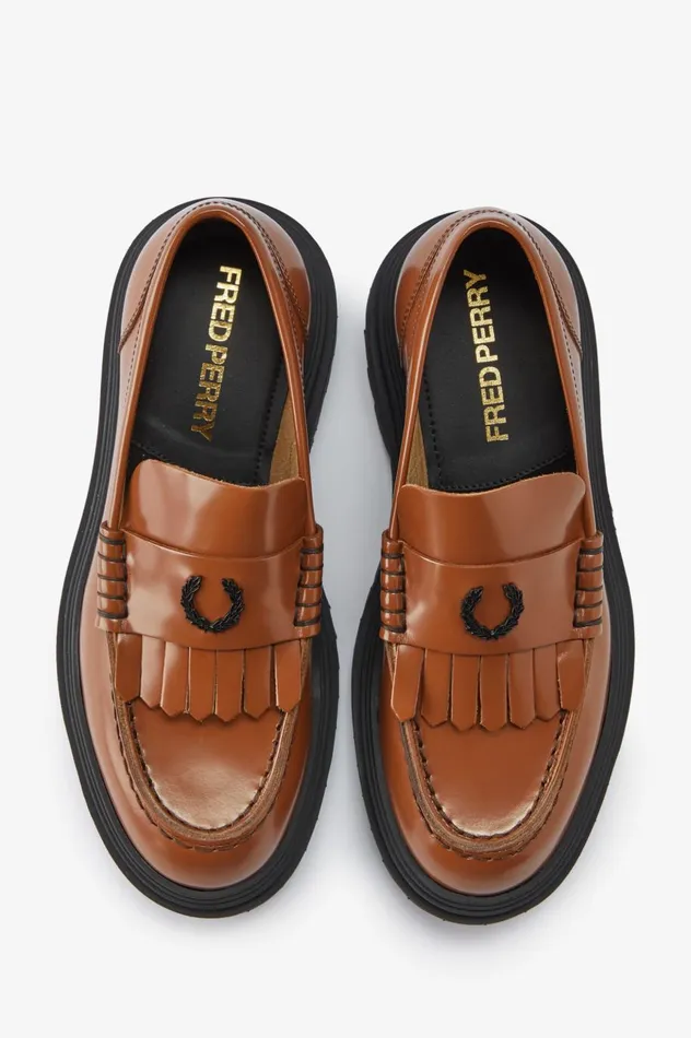 Men Leather Loafer Tan Fred Perry Shoes