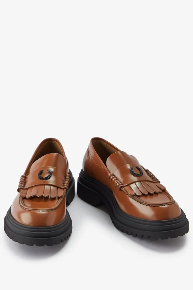 Men Leather Loafer Tan Fred Perry Shoes