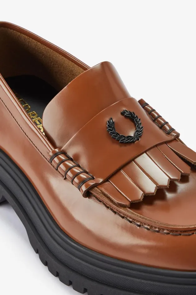 Men Leather Loafer Tan Fred Perry Shoes