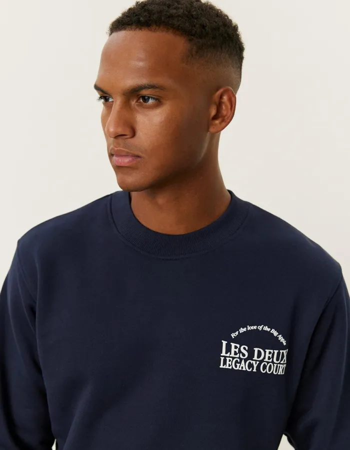 Men Legacy Court Sweatshirt 8211 Dark Navy Les Deux HoodiesSweatshirts