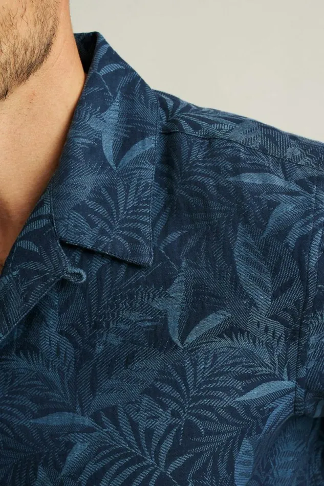 Men Limited Edition Riviera Cabana Shirt Indigo Palms Bonobos Short Sleeve Shirts
