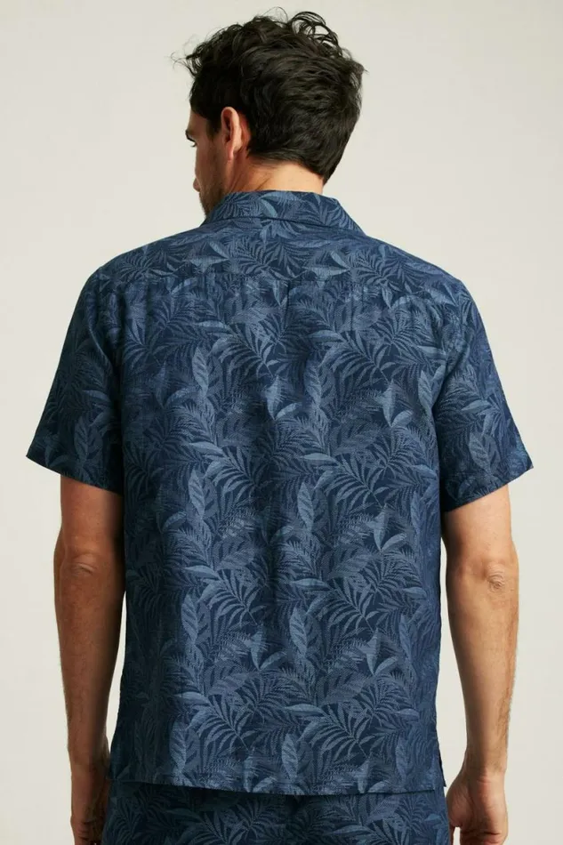 Men Limited Edition Riviera Cabana Shirt Indigo Palms Bonobos Short Sleeve Shirts
