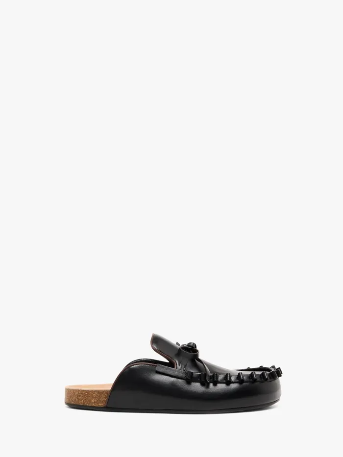 Men Loafers JW Anderson RUFFLE LOAFER LEATHER MULES Black