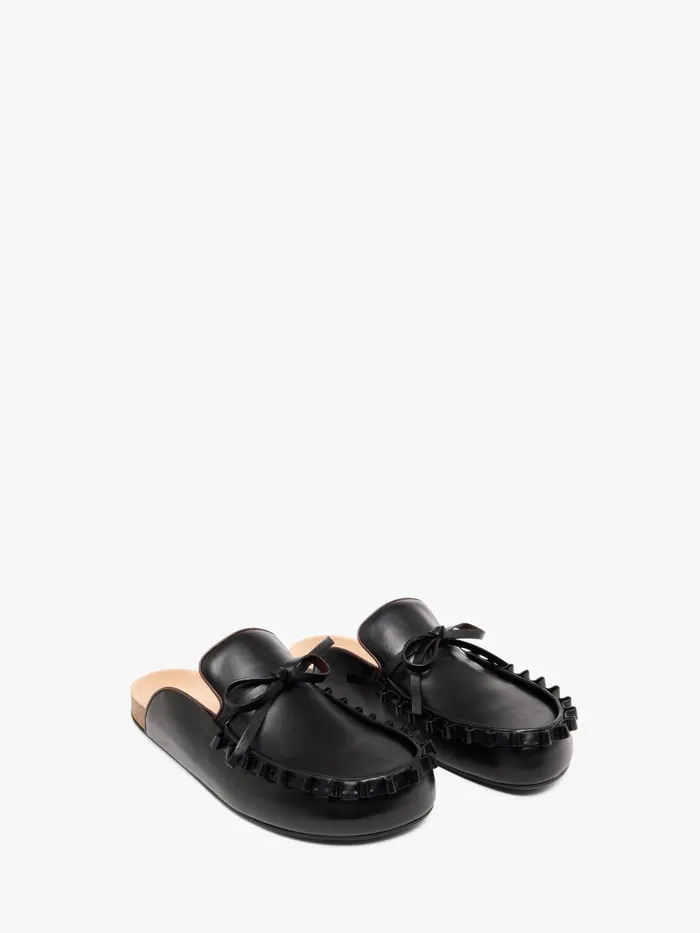 Men Loafers JW Anderson RUFFLE LOAFER LEATHER MULES Black