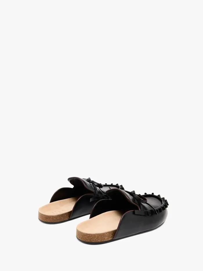 Men Loafers JW Anderson RUFFLE LOAFER LEATHER MULES Black
