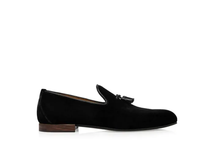 Men Loafers Tom Ford Velvet Nicolas Tassel Slipper Black