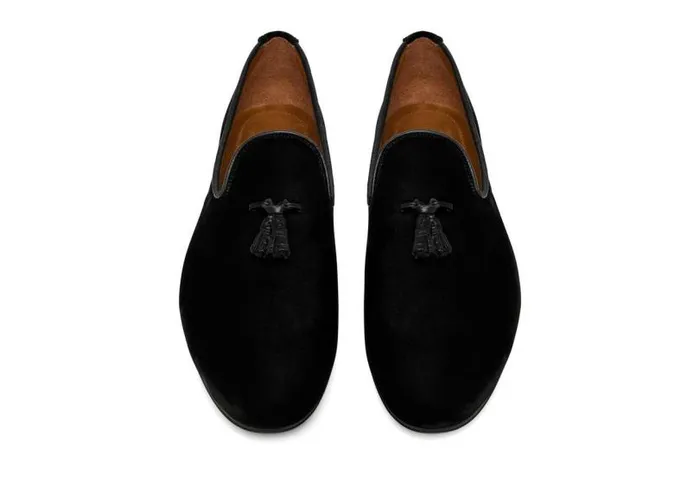 Men Loafers Tom Ford Velvet Nicolas Tassel Slipper Black Men Loafers Tom Ford Velvet Nicolas Tassel Slipper Black