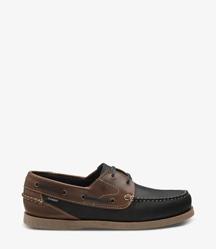 Men Loake Lymington Navy Brown Nubuck Boat Shoes