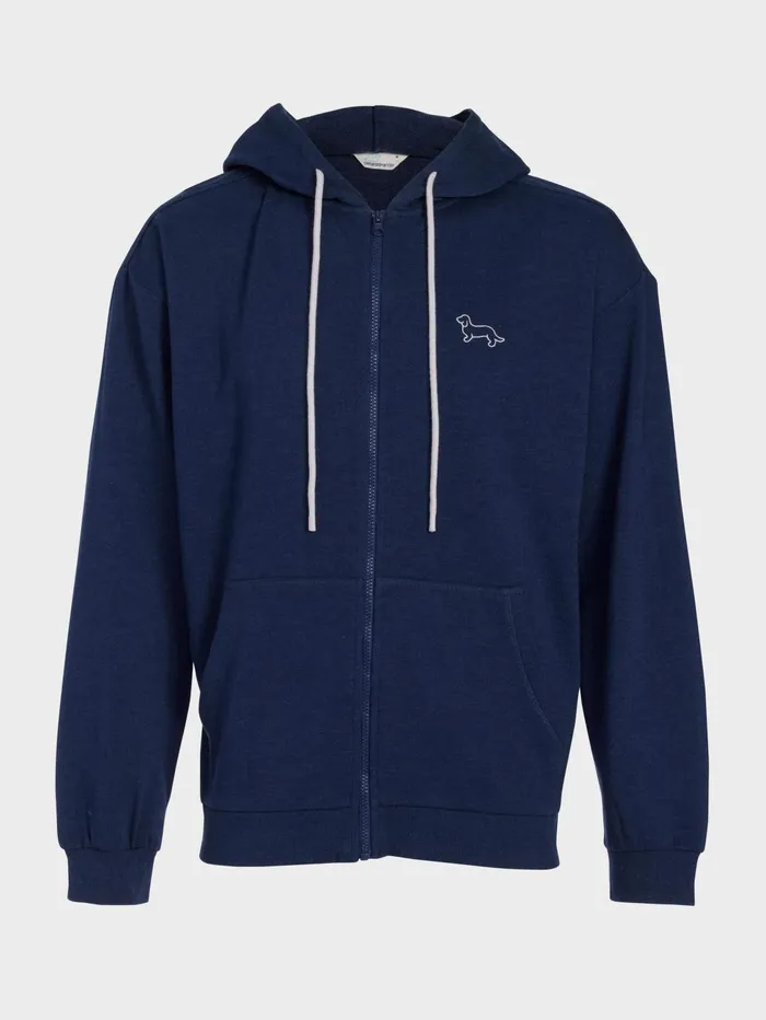 Men Navy Fleece Zip Hoodie Navy Peter Alexander Tops