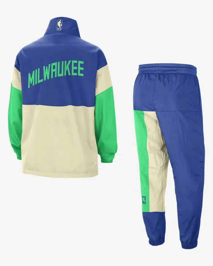 Men Nike Tracksuits Milwaukee Bucks Starting 5 City Edition Game Royalflat Opalgreen Shock