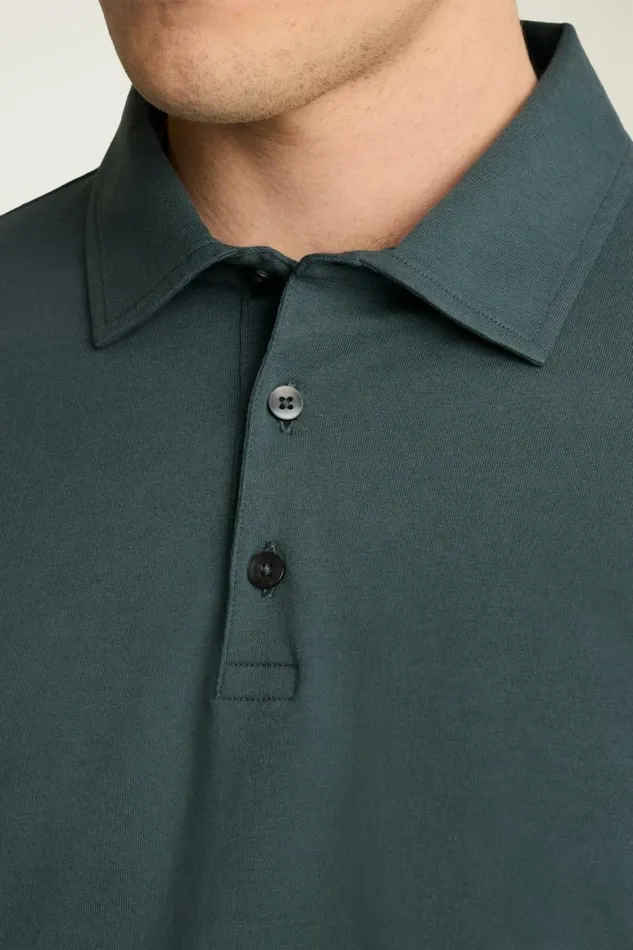 Men Organic Cotton Long Sleeve Polo Deep Blue Bonobos Polos