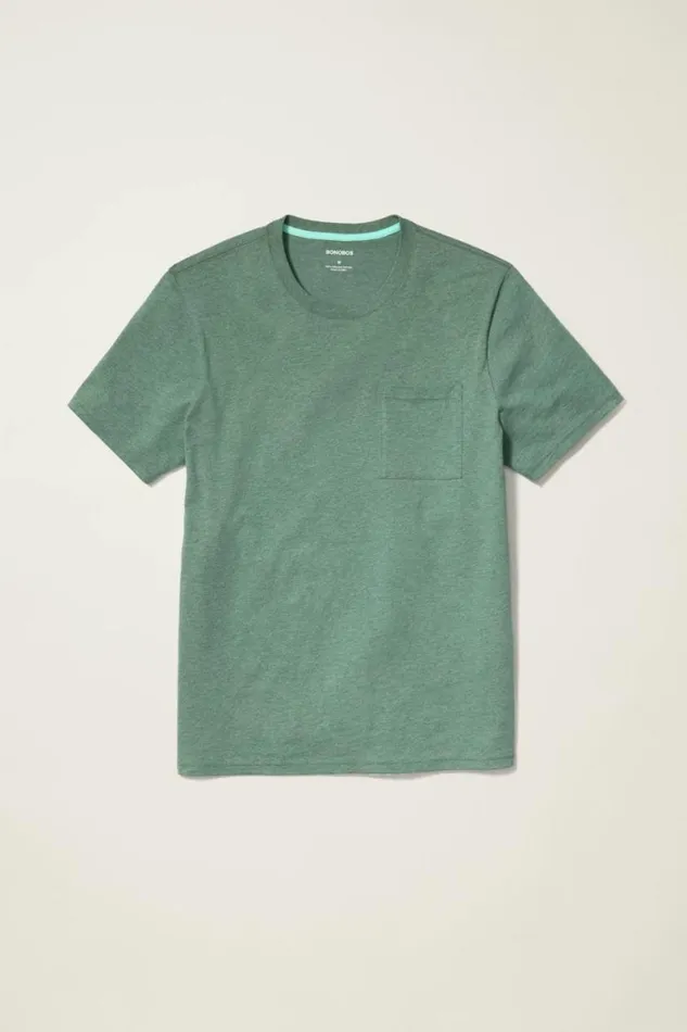 Men Organic Cotton Pocket Tee Heather Dark Green Bonobos Short Sleeve Tees