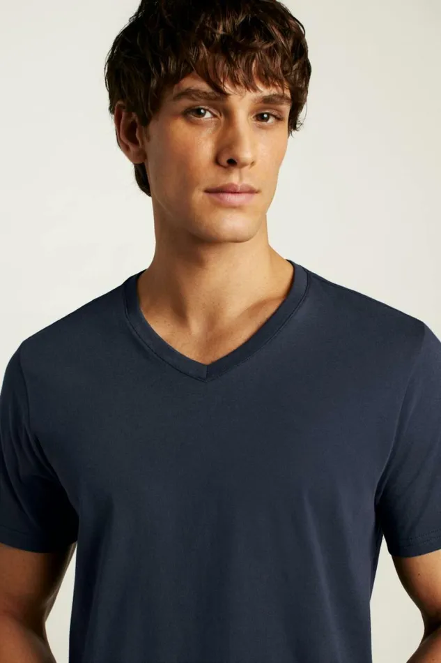 Men Organic Cotton VNeck Tee Navy Bonobos Short Sleeve Tees
