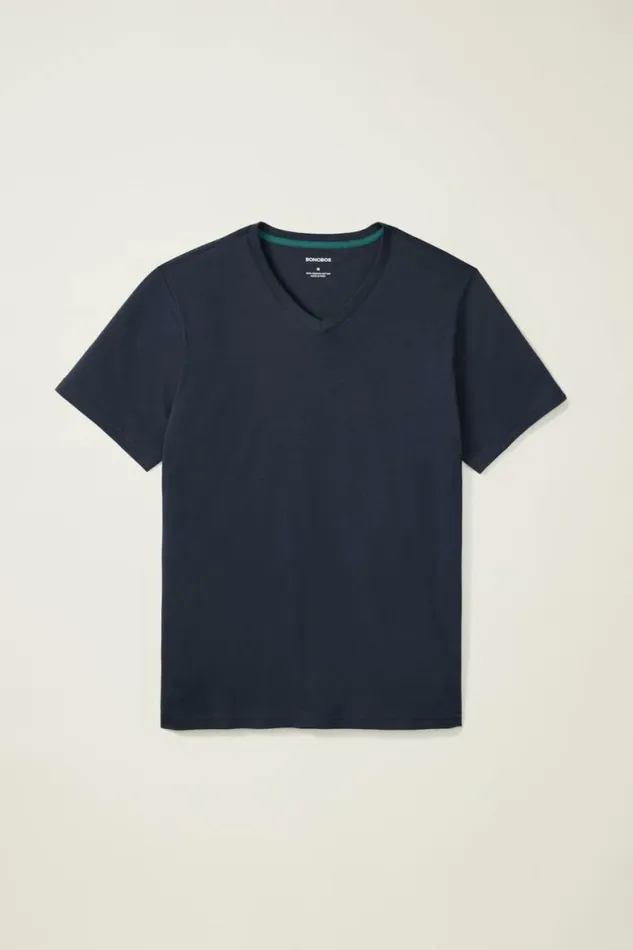 Men Organic Cotton VNeck Tee Navy Bonobos Short Sleeve Tees