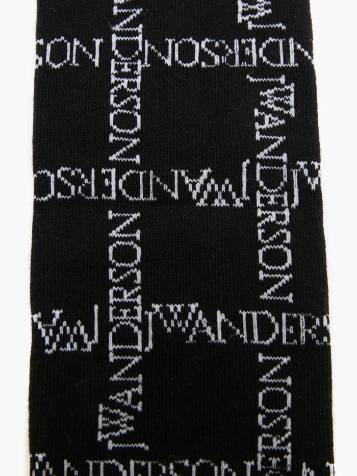 Men OTHER ACCESSORIES JW Anderson LONG SOCKS WITH LOGO GRID Blackwhite
