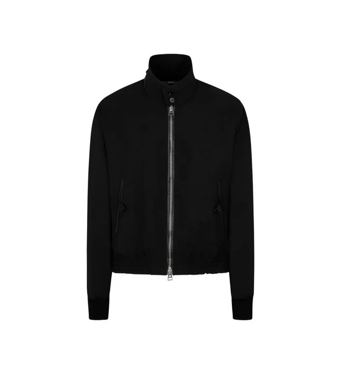 Men Outerwear Tom Ford British Mohair Self Rib Harrington Black