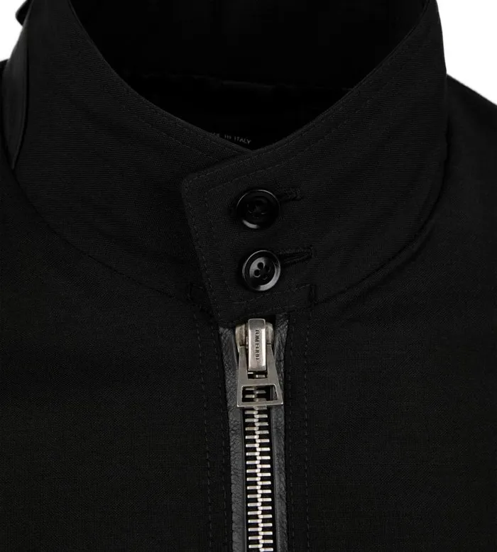 Men Outerwear Tom Ford British Mohair Self Rib Harrington Black