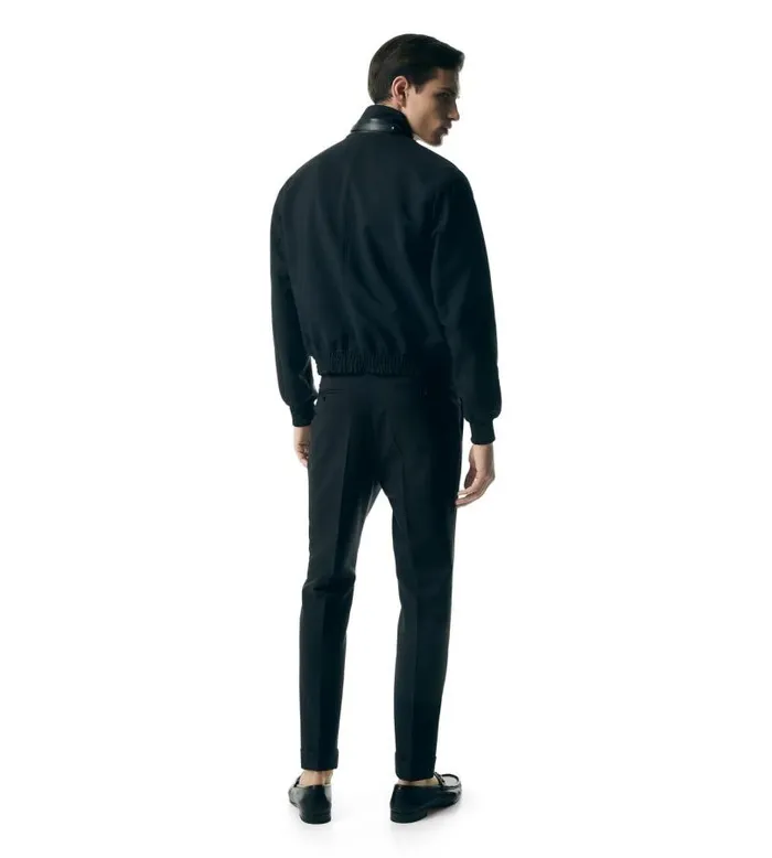 Men Outerwear Tom Ford British Mohair Self Rib Harrington Black