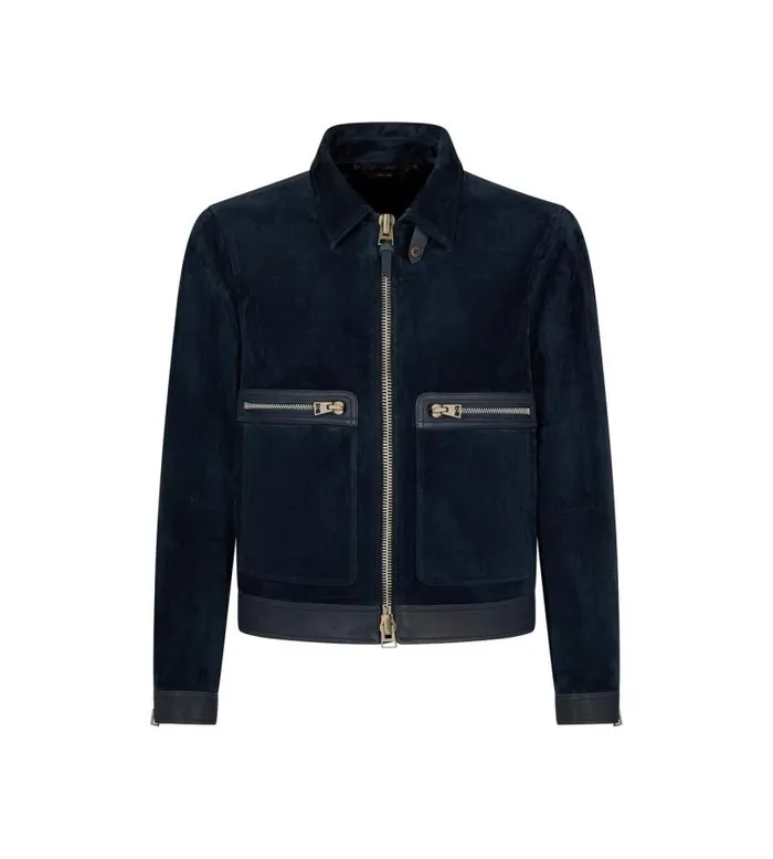 Men Outerwear Tom Ford Cashmere Suede Blouson Navy
