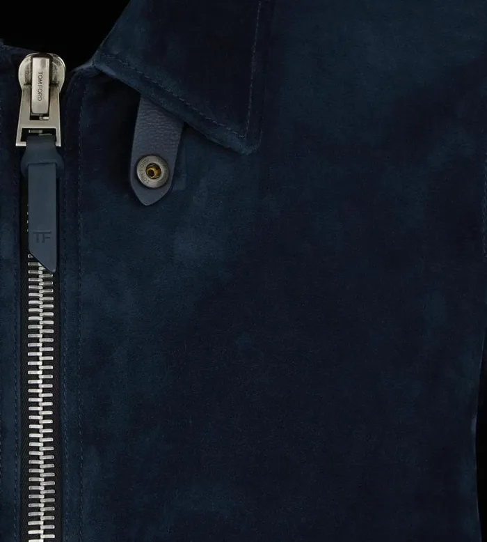 Men Outerwear Tom Ford Cashmere Suede Blouson Navy Men Outerwear Tom Ford Cashmere Suede Blouson Navy