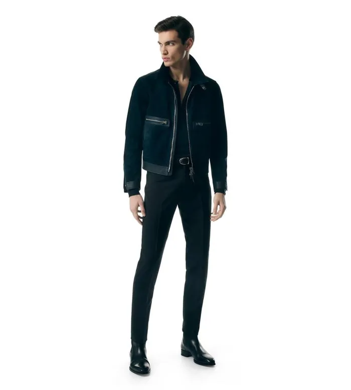 Men Outerwear Tom Ford Cashmere Suede Blouson Navy Men Outerwear Tom Ford Cashmere Suede Blouson Navy