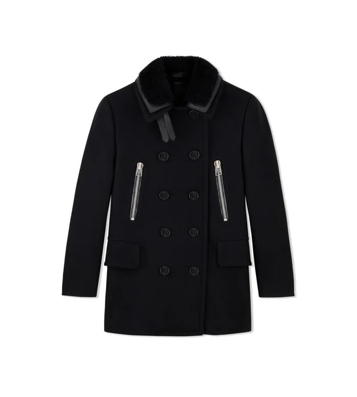 Men Outerwear Tom Ford Double Felt Peacoat Black