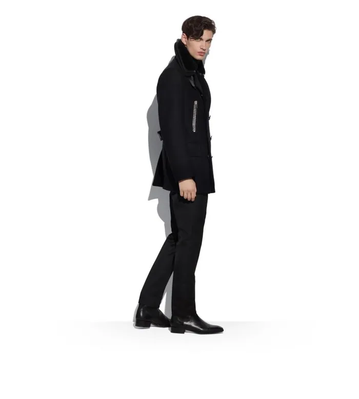 Men Outerwear Tom Ford Double Felt Peacoat Black
