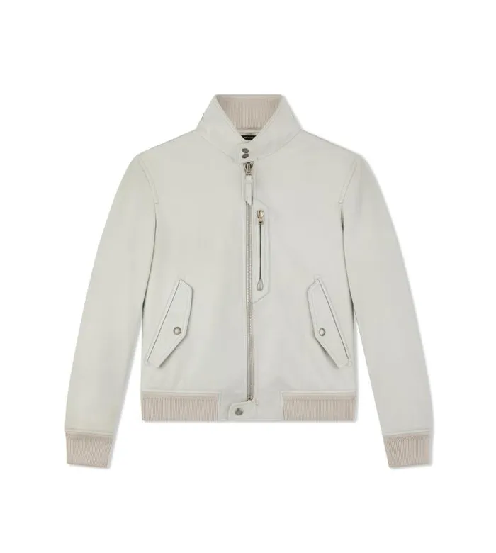 Men Outerwear Tom Ford Grain Leather Harrington With Zip