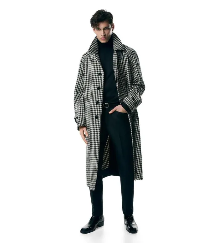 Men Outerwear Tom Ford Grand Pied De Poule Mac Blackwhite Men Outerwear Tom Ford Grand Pied De Poule Mac Blackwhite