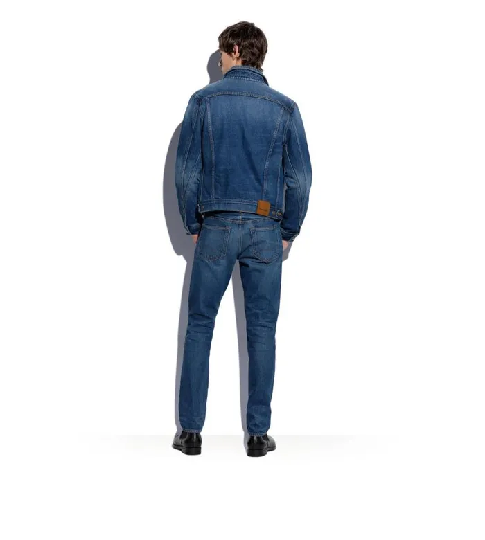 Men Outerwear Tom Ford Japanese Selvedge Denim Jacket Washed Indigo
