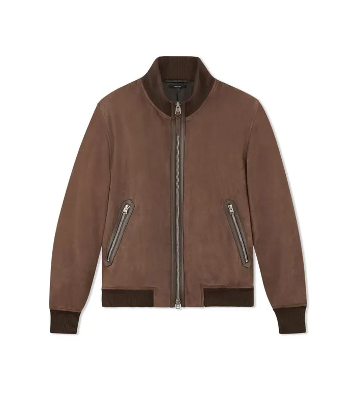 Men Outerwear Tom Ford Light Suede Track Bomber