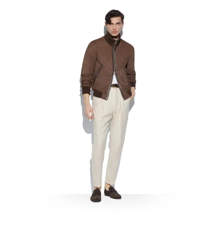 Men Outerwear Tom Ford Light Suede Track Bomber Men Outerwear Tom Ford Light Suede Track Bomber