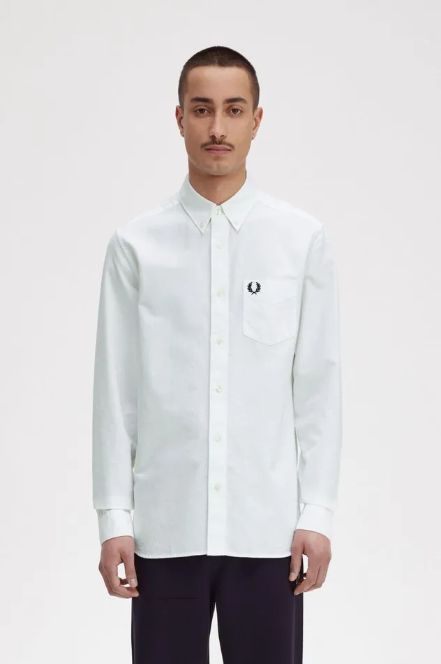 Men Oxford Shirt White Fred Perry Shirts