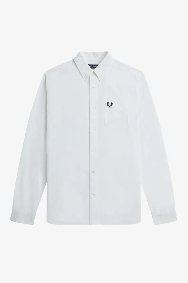 Men Oxford Shirt White Fred Perry Shirts