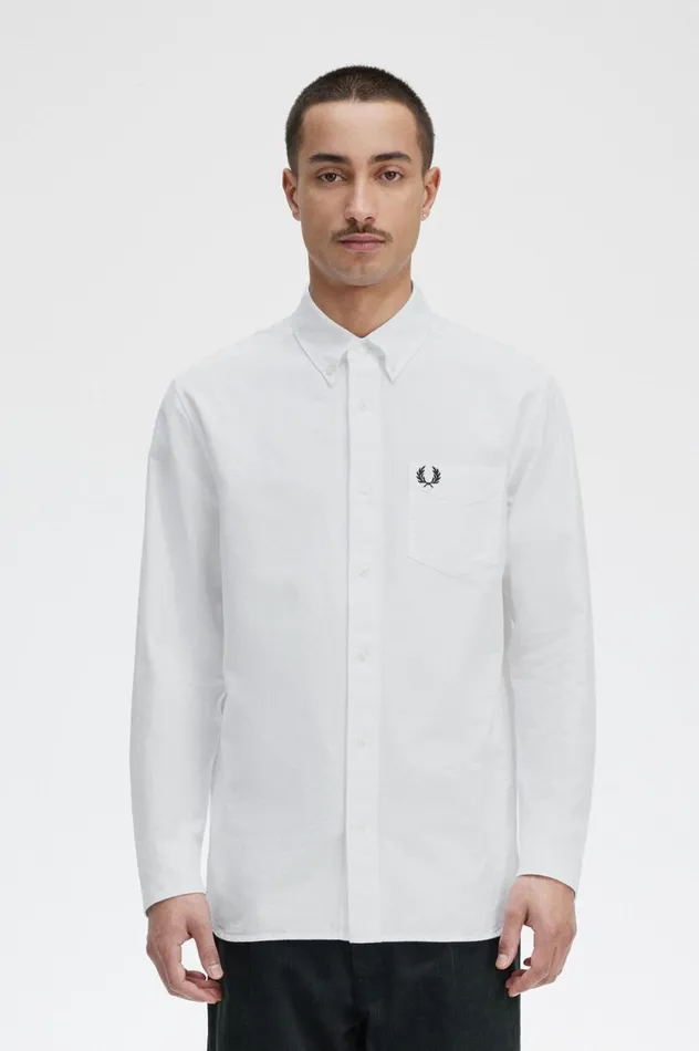 Men Oxford Shirt White Fred Perry Shirts