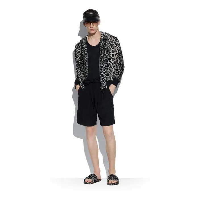 Men Pants and Shorts Tom Ford Lightweight Lyocell Pleat Short Black