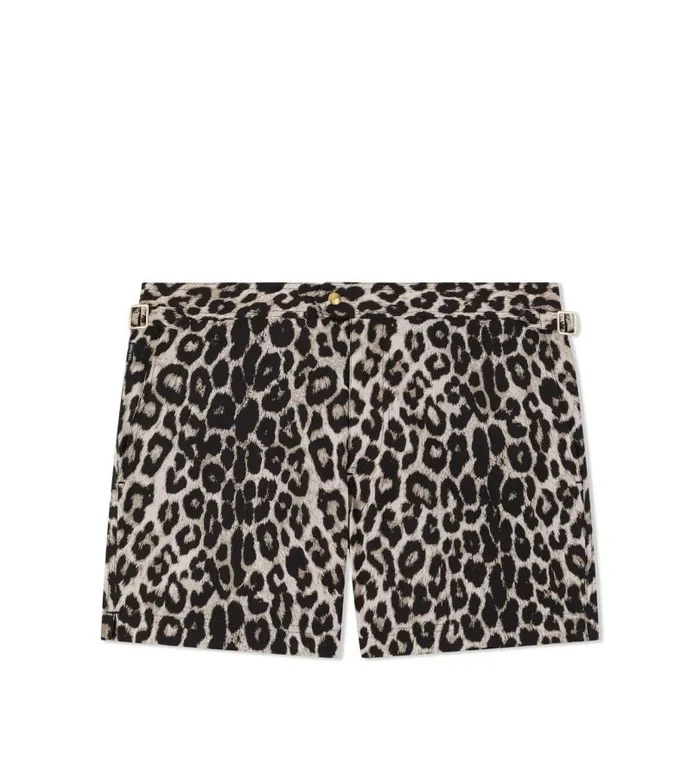 Men Pants and Shorts Tom Ford Snow Leopard Print Swim Short Snow Leopard