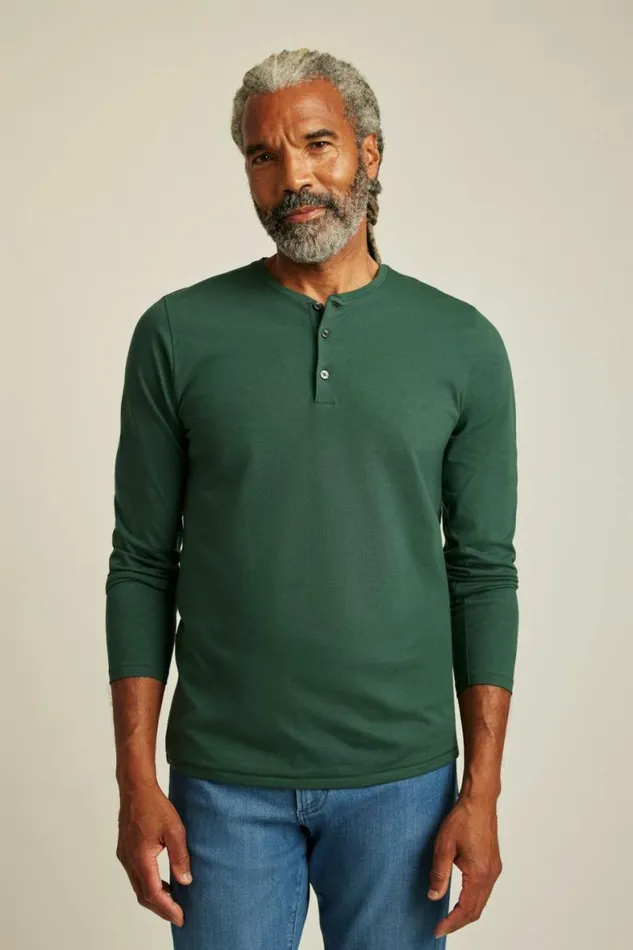 Men Pima Performance Long Sleeve Henley Green Gables Bonobos Henleys