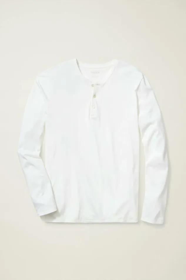 Men Pima Performance Long Sleeve Henley White Bonobos Henleys