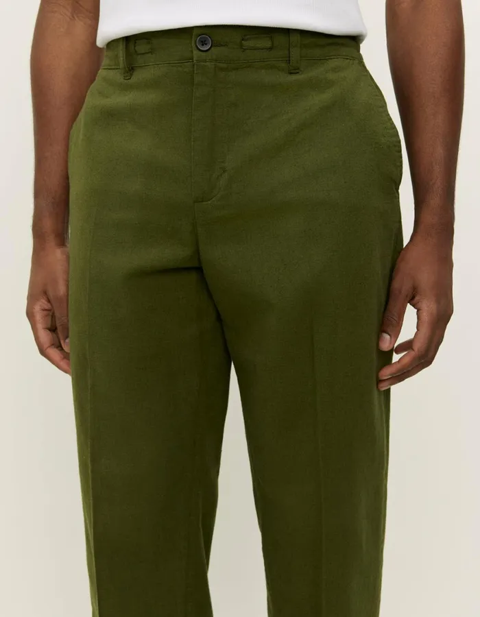 Men Pino CottonLinen Pants 8211 Chive Green Les Deux Pants
