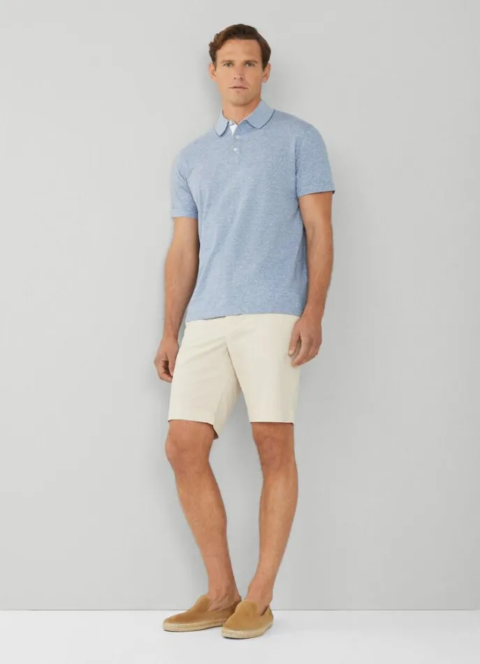Men Polo Shirts Hackett London Classic Fit Fil A Fil Polo Chambray Blue