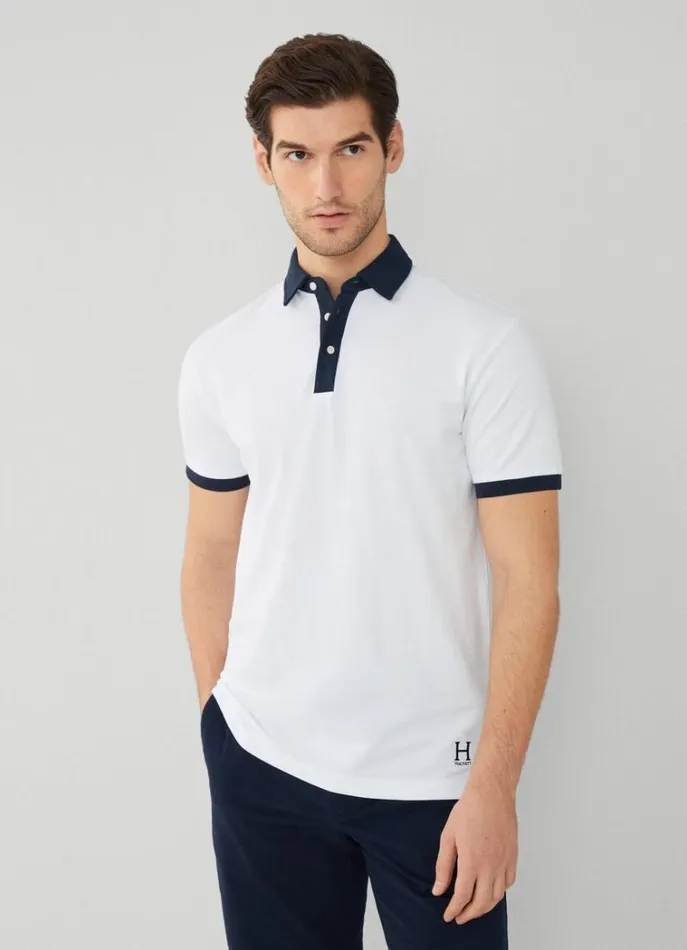 Men Polo Shirts Hackett London Classic Fit Heritage Piqu Polo White
