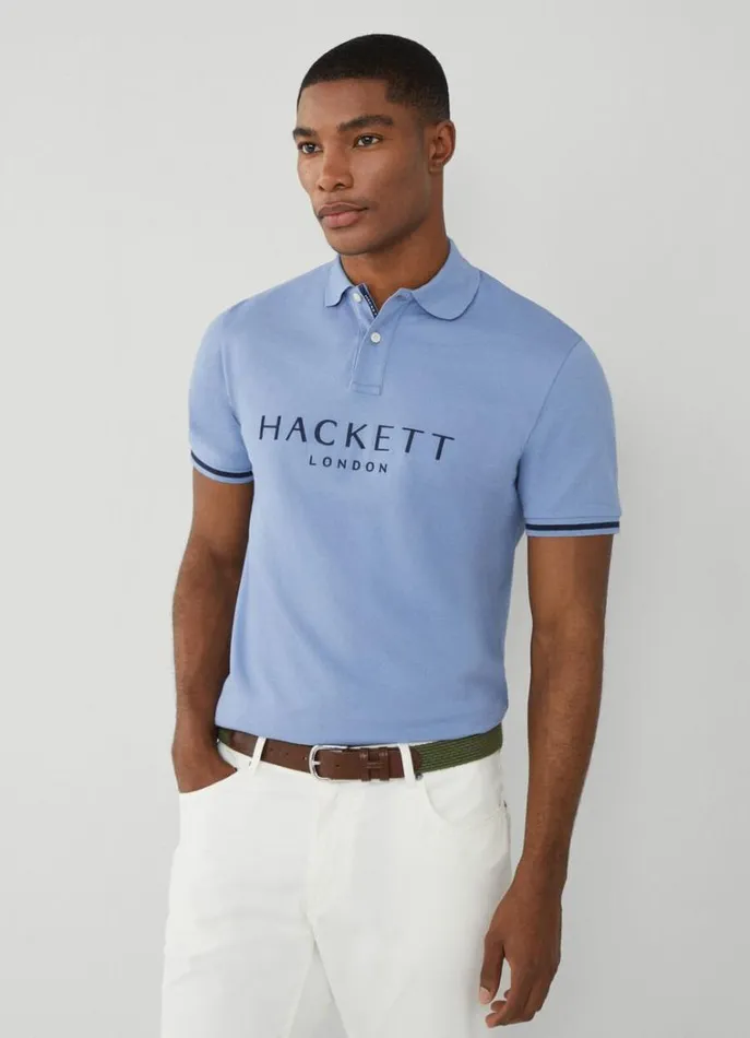 Men Polo Shirts Hackett London Classic Fit Piqu Heritage Polo Blue