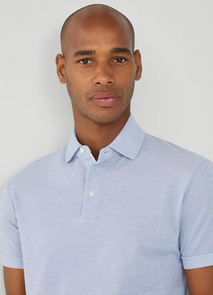 Men Polo Shirts Hackett London Classic Fit Polo Chambray Blue